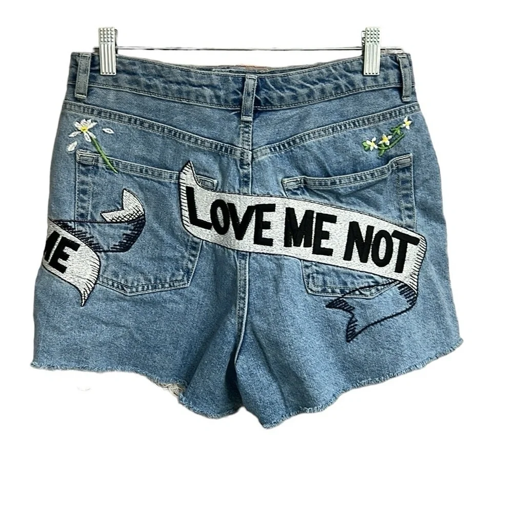 Top Shop Love Me Not Denim Shorts